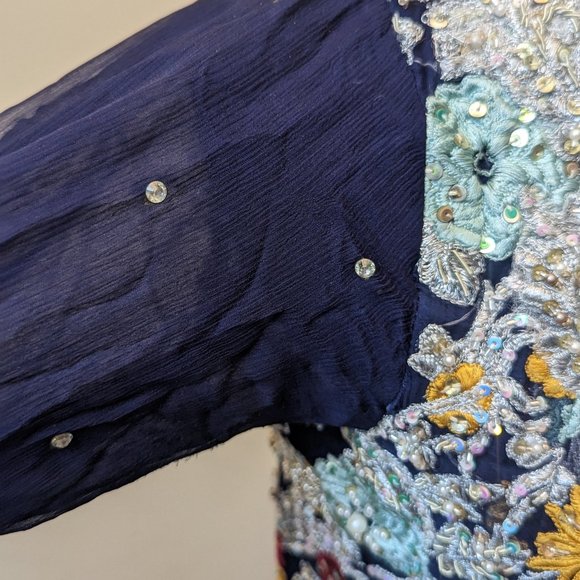 Pakistani/Indian Bridal wear/Engagement dress, Size Small to Medium, Navy Blue - Picture 5 of 9